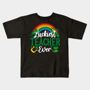 Luckiest Teacher Ever St Patricks Day Kids T-Shirt